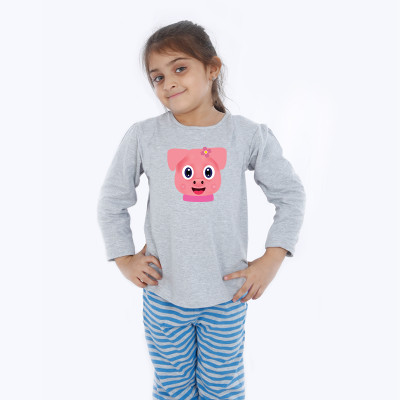 Grey Full Sleeve Girls Pyjama - Brownie