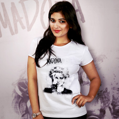 Women Round Neck White Tops- Madona
