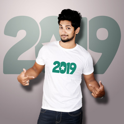 Men Round Neck White T-Shirt - 2019