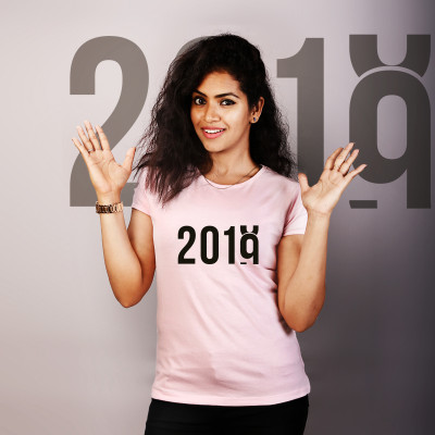 Women Round Neck Pink Tops - 2019 Rising