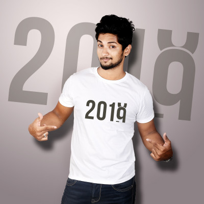 Men Round Neck White T-Shirt - 2019 Rising