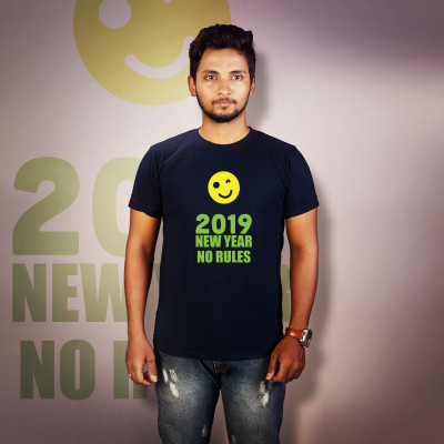 Men Round Neck Blue T-Shirt - No Rules 2019