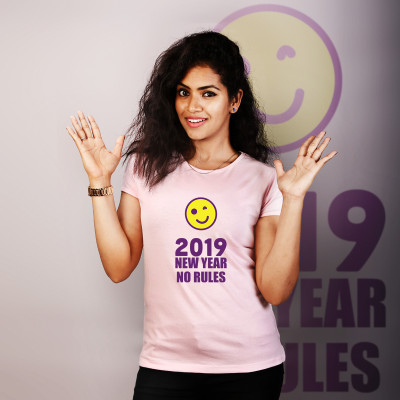 Women Round Neck Pink Tops - No Rules 2019